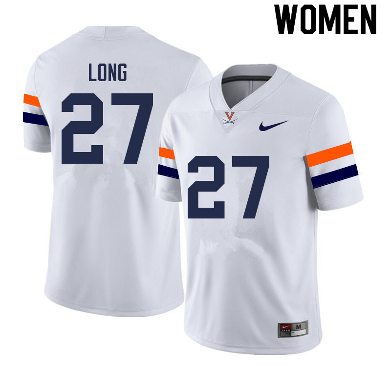 Women #27 Langston Long Virginia Cavaliers College Football Jerseys Sale-White - Click Image to Close